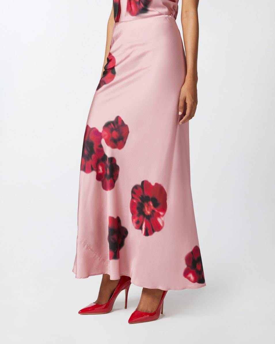 Pinko Langer Satinrock mit Blumenprint Riesige Ersparnisse