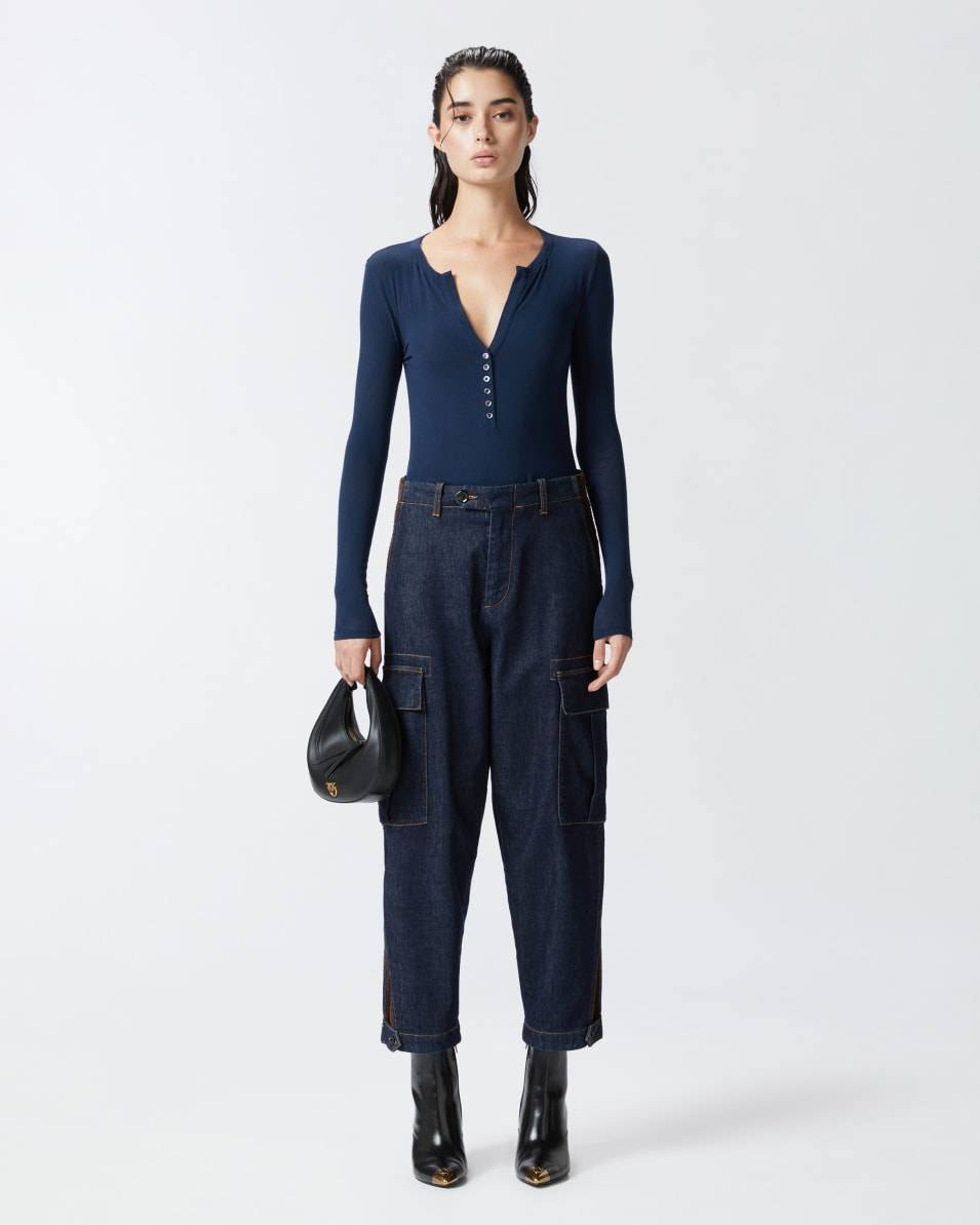 Pinko Dunkelblaue Cargo-Jeans mit Maxitaschen Begrenzte Freigabe