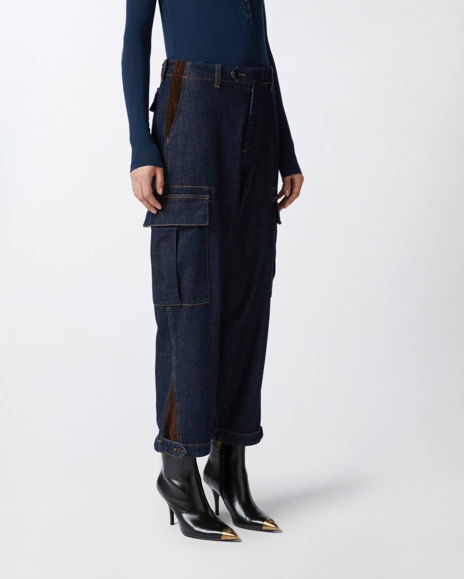 Pinko Dunkelblaue Cargo-Jeans mit Maxitaschen Begrenzte Freigabe