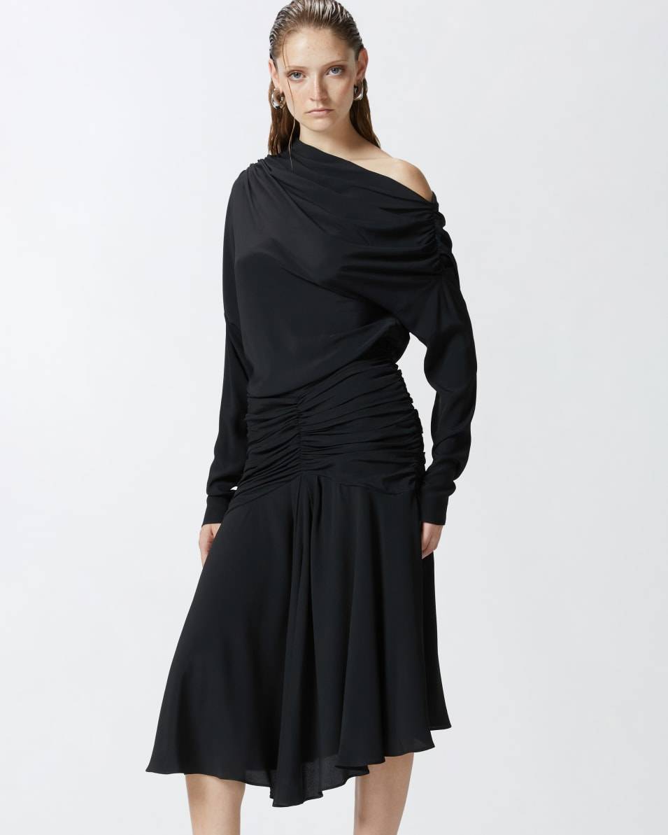 Pinko Crêpe-Midikleid mit Drapierungen aus Seidenmix Neueste Stile