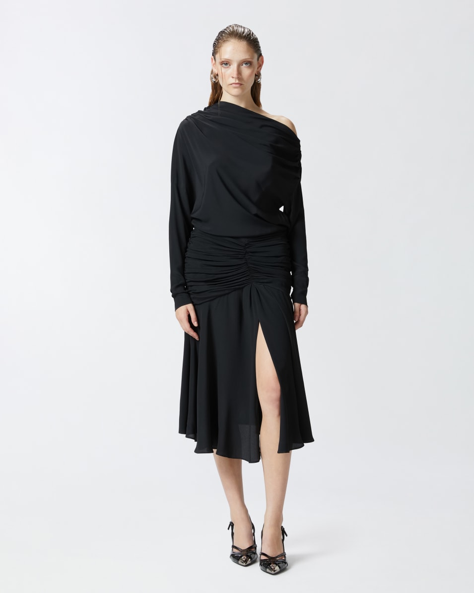 Pinko Crêpe-Midikleid mit Drapierungen aus Seidenmix Neueste Stile
