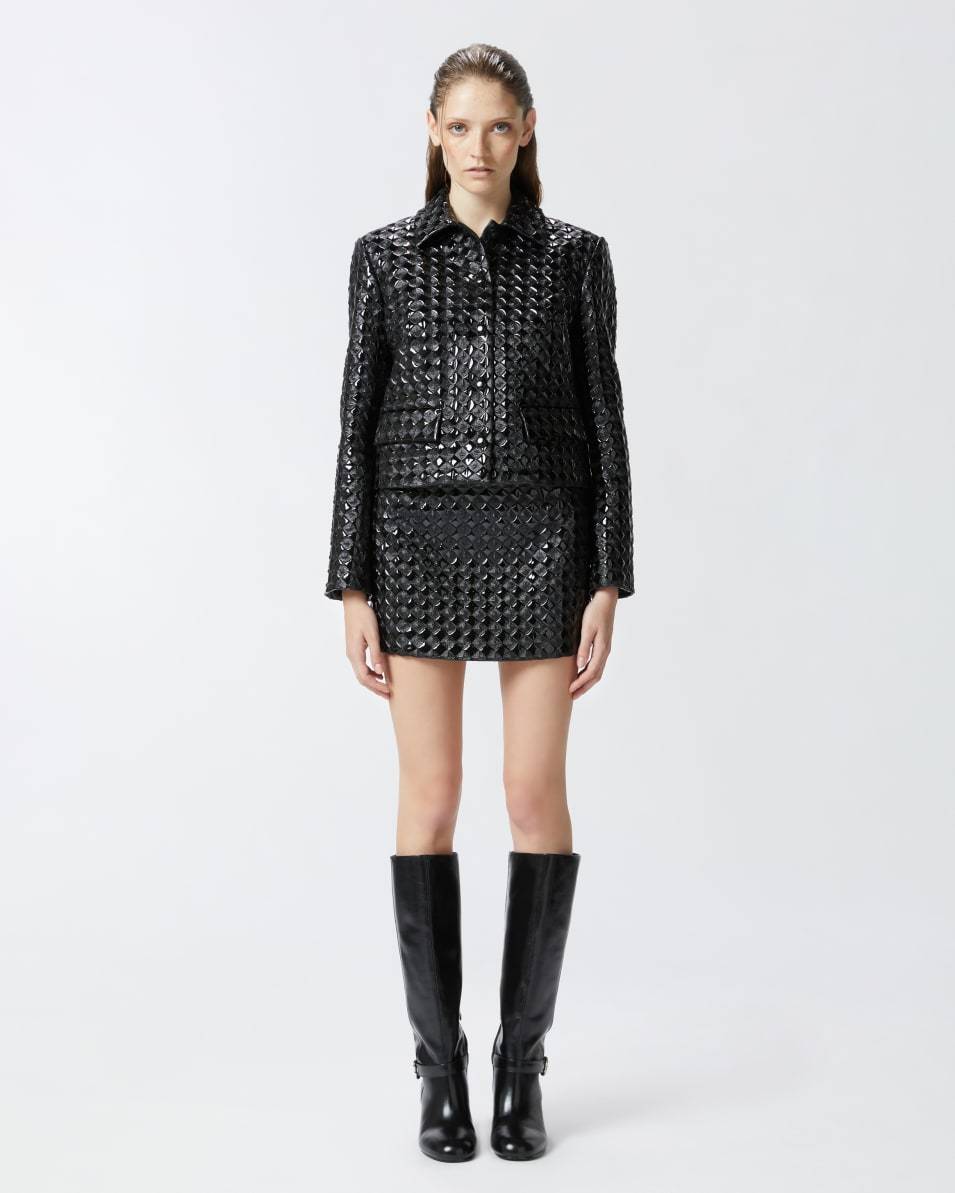 Pinko Lacklederminirock mit Steppmuster im Angebot