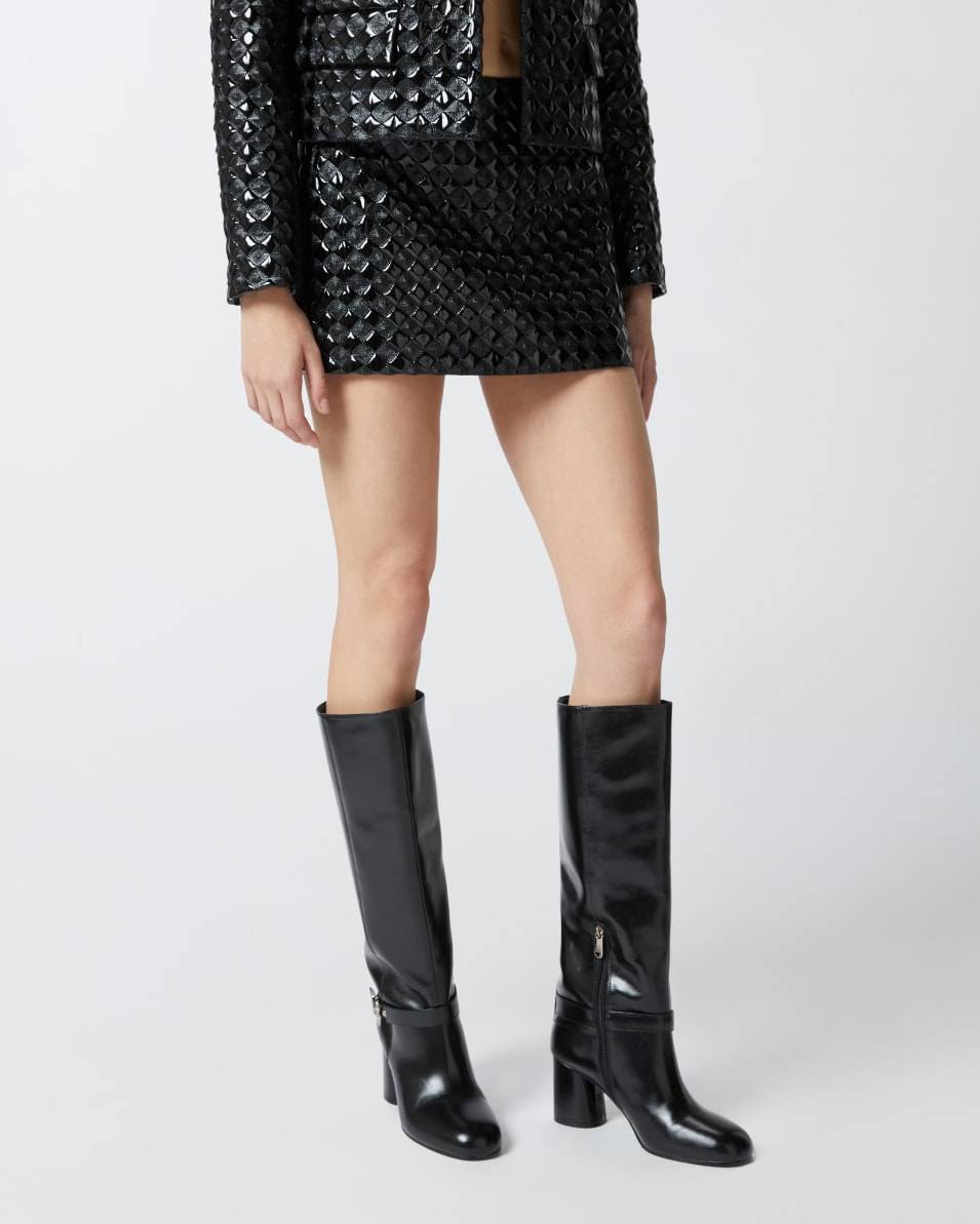 Pinko Lacklederminirock mit Steppmuster im Angebot