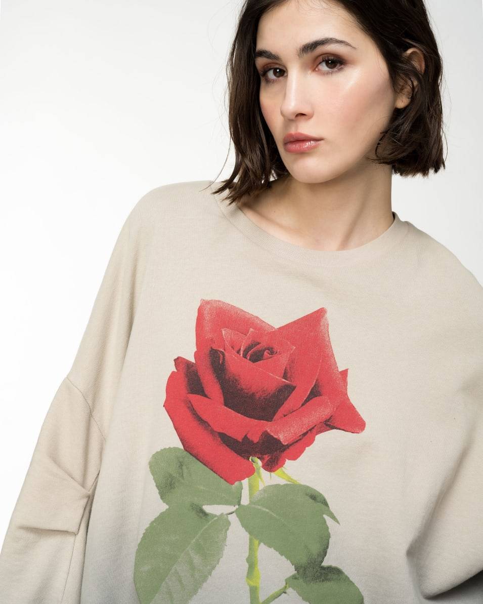 Pinko Farbverlauf-Sweatshirt mit Rosen-Print Jubiläumsangebot