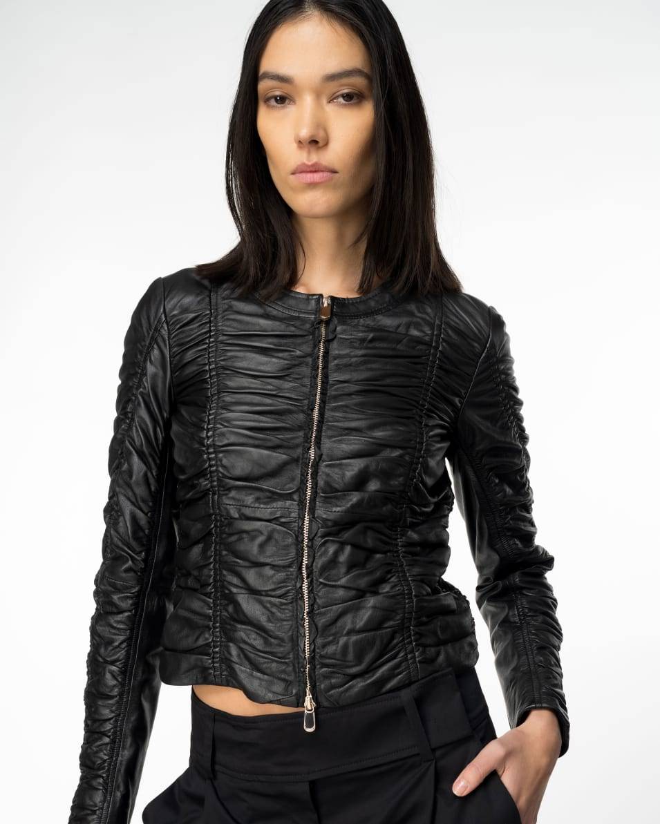 Pinko Jacke aus gerafftem Nappaleder Online Outlet