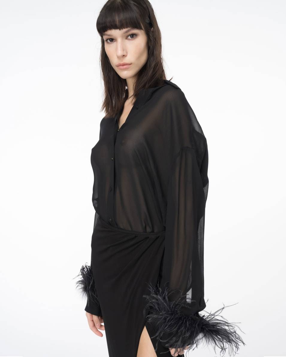 Pinko Lange Hemdbluse mit Federn Vatertagsangebot