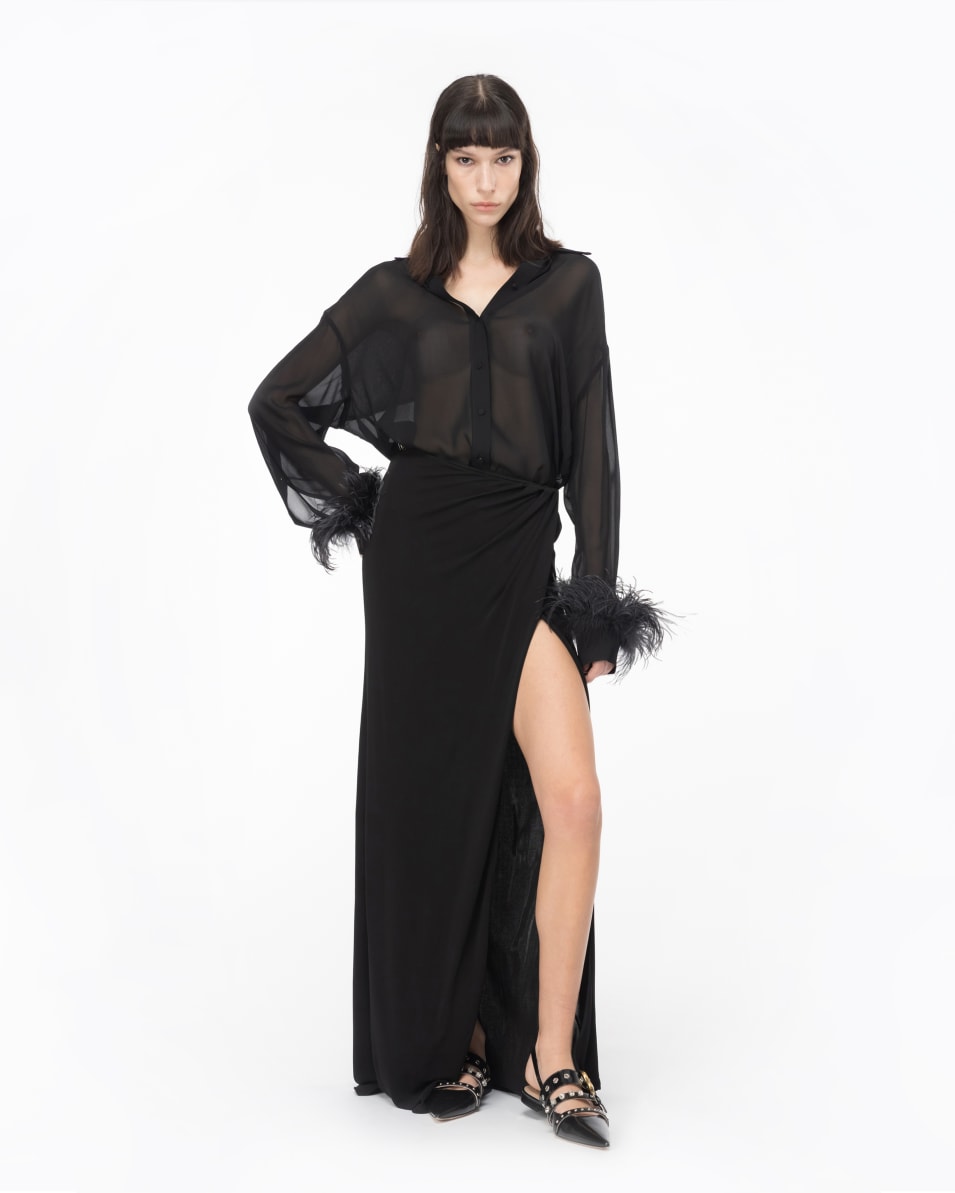 Pinko Lange Hemdbluse mit Federn Vatertagsangebot