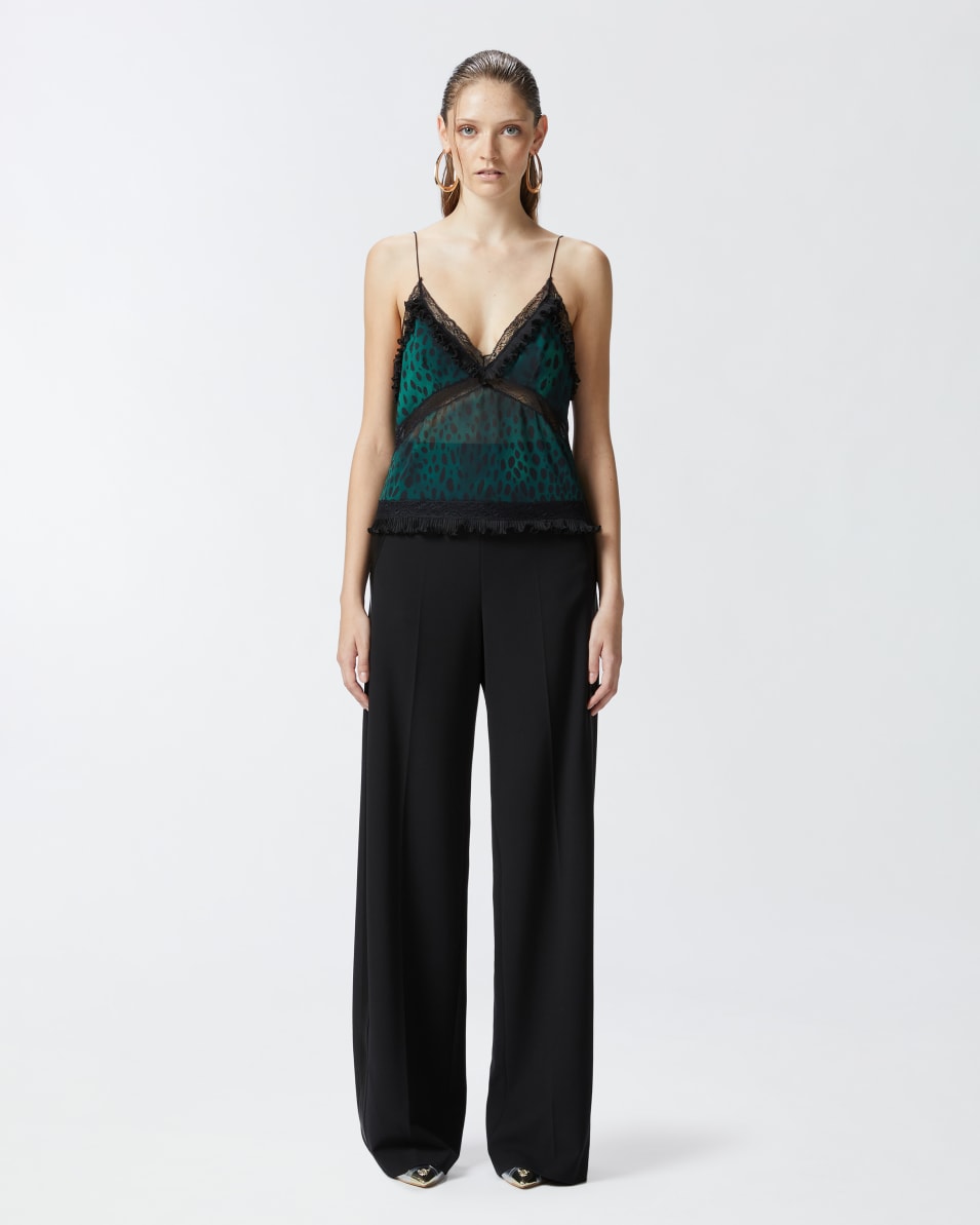 Pinko Leichtes Top mit Flecken-Print und Spitze Fabrikverkauf