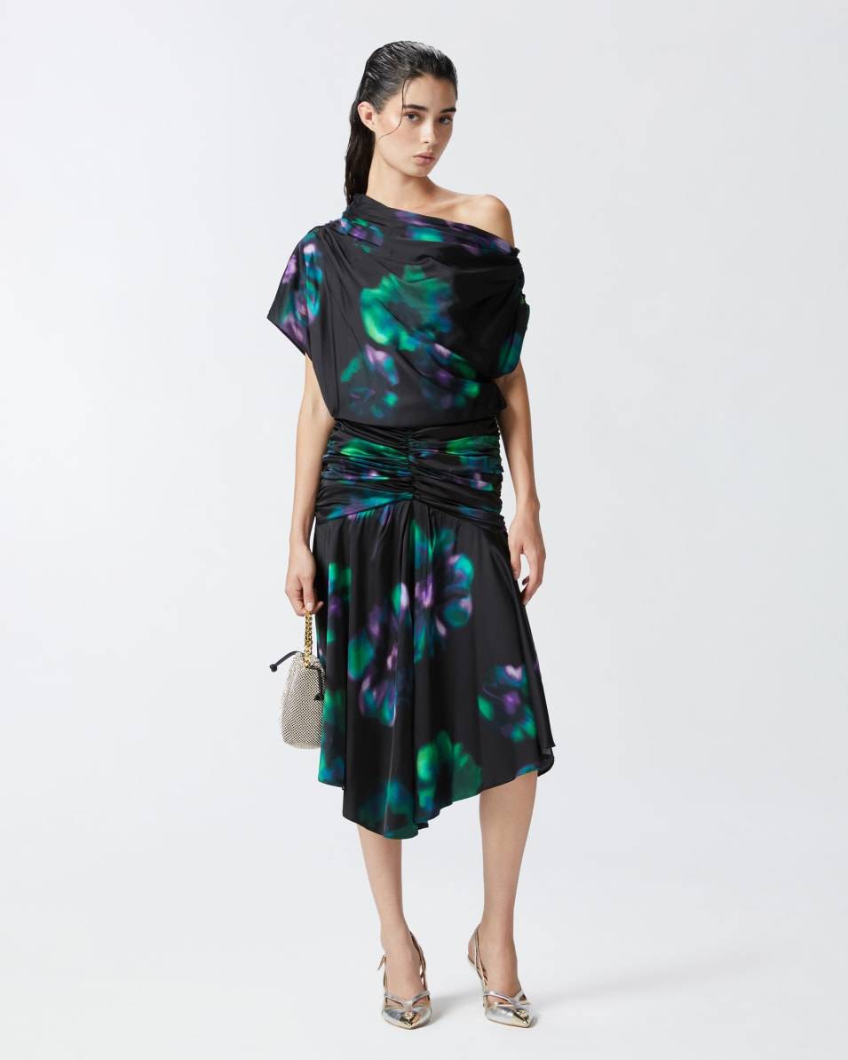 Pinko Midikleid mit Blumenprint in Verlaufsoptik und Drapierungen Limitierter Zeitrabatt