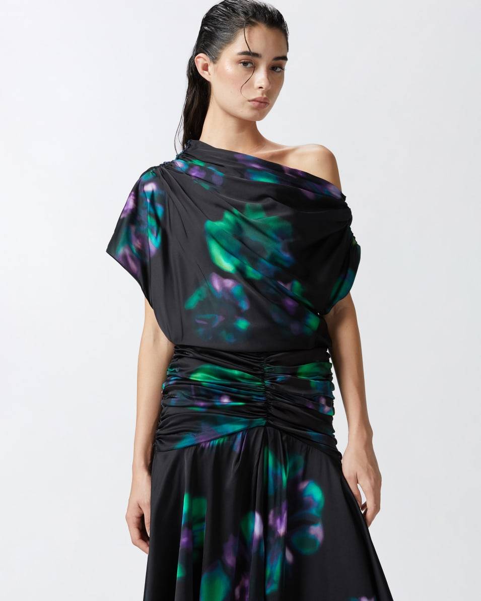 Pinko Midikleid mit Blumenprint in Verlaufsoptik und Drapierungen Limitierter Zeitrabatt