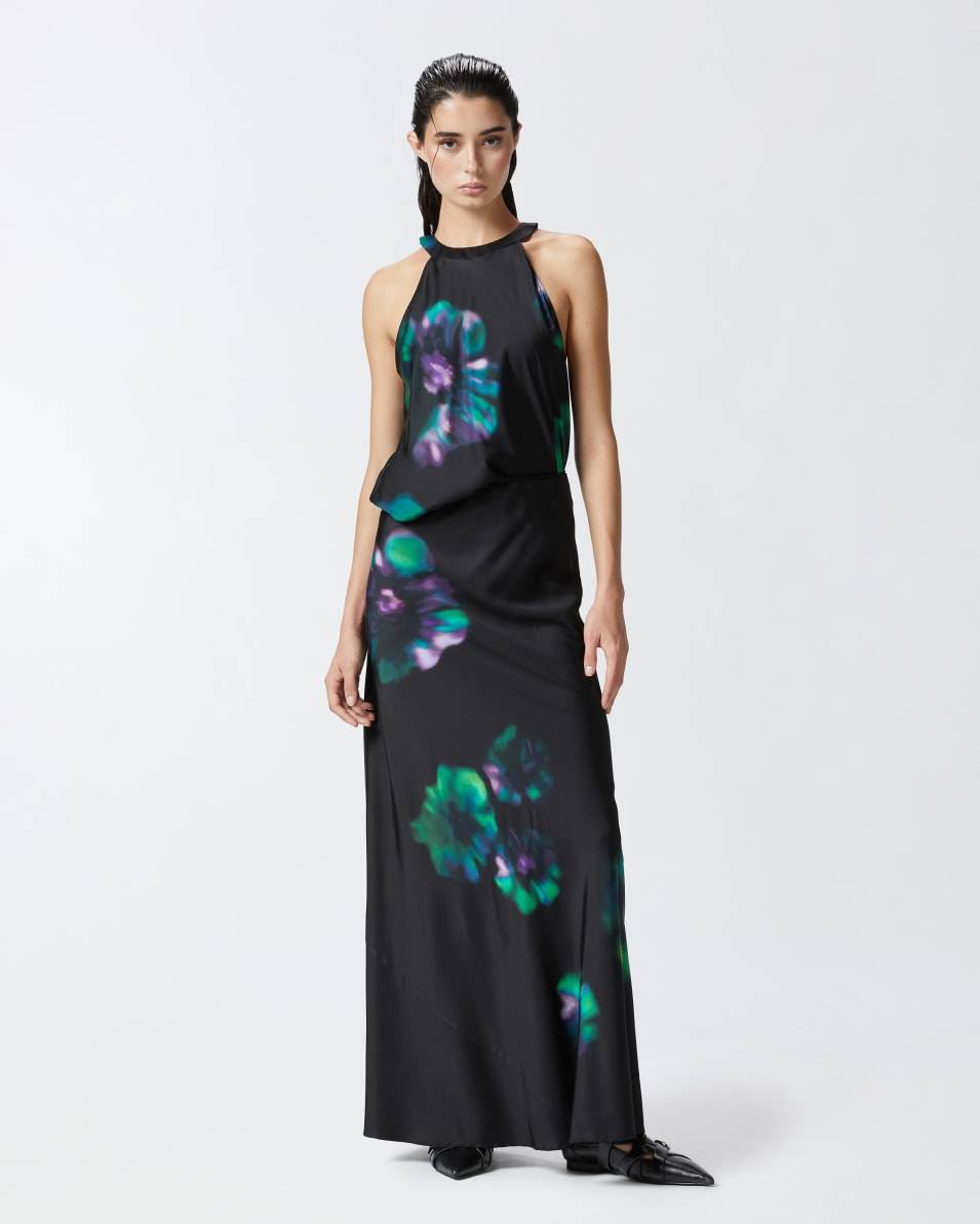 Pinko Langer Satinrock mit Blumenprint Fabrik Onlineshop
