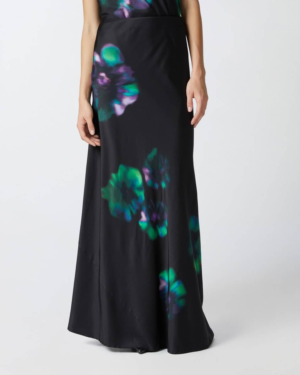 Pinko Langer Satinrock mit Blumenprint Fabrik Onlineshop