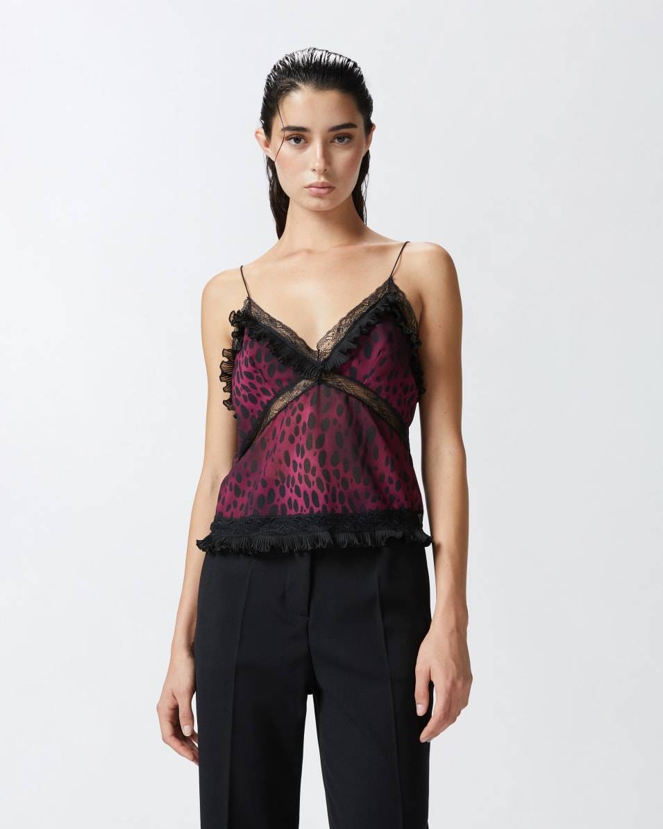 Pinko Leichtes Top mit Flecken-Print und Spitze Günstig kaufen
