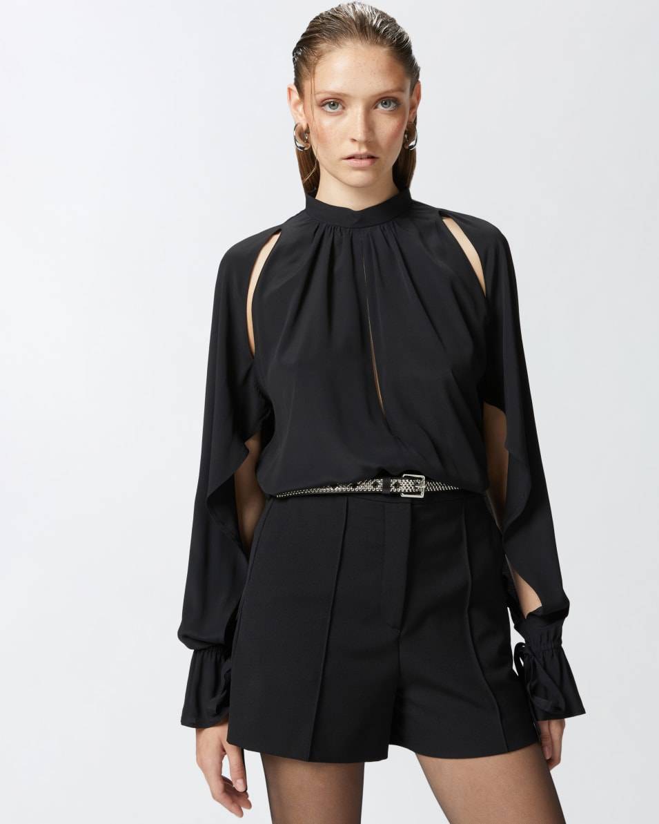 Pinko Bluse aus Seidenmix mit Volantärmeln Großer Ausverkauf