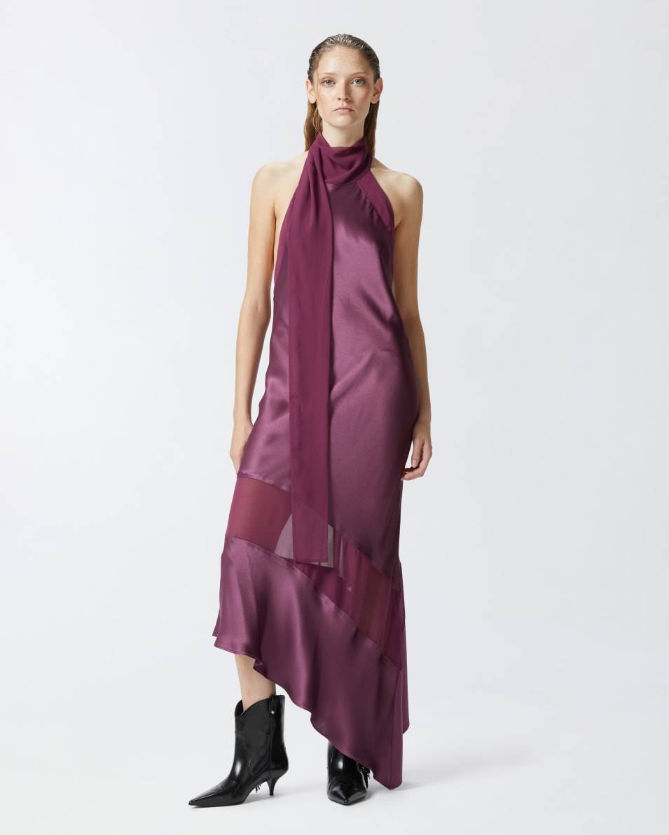 Pinko Rückenfreies Kleid aus Satin und Georgette Preisnachlass