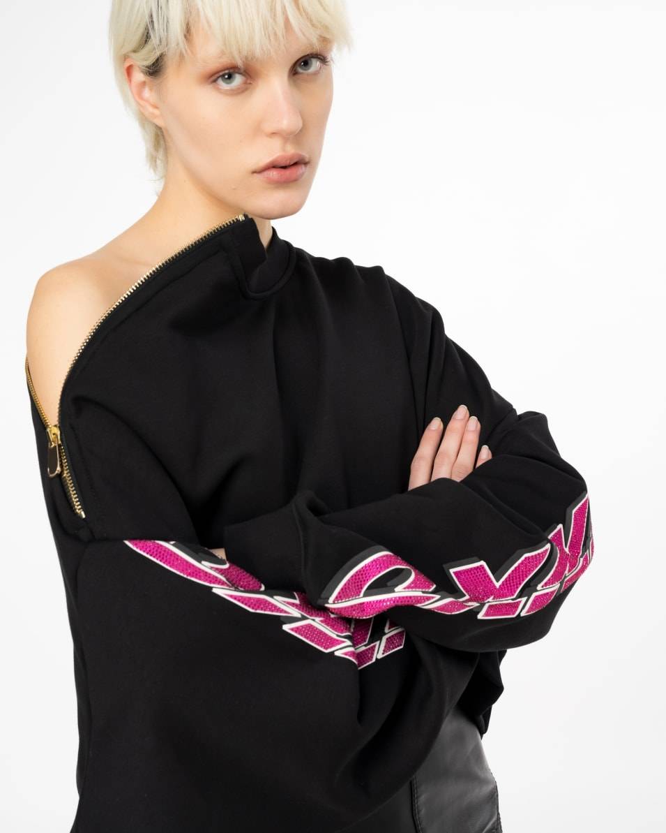 Pinko Crop-Sweatshirt mit strassbesetztem Print Neuheiten