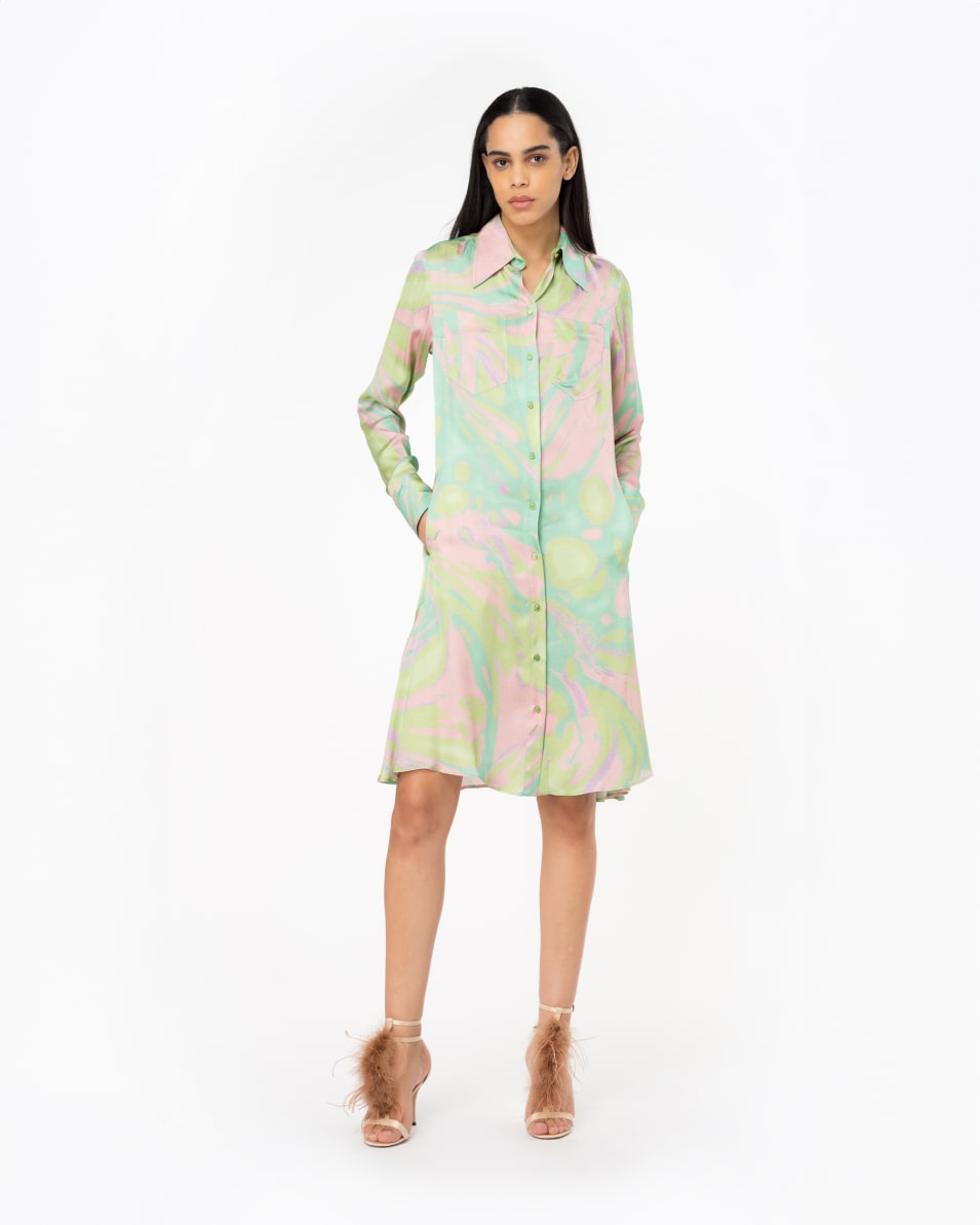 Pinko Hemdblusenkleid Satin Splash-Print zollfrei