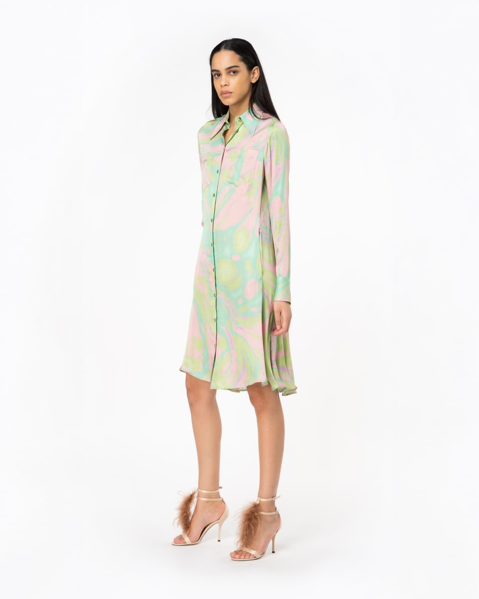 Pinko Hemdblusenkleid Satin Splash-Print zollfrei