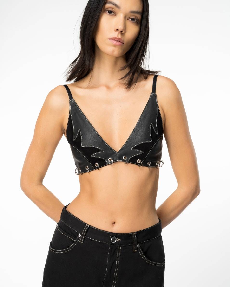 Pinko Rodeo-Top aus Leder und Veloursleder Letzte 3 Tage