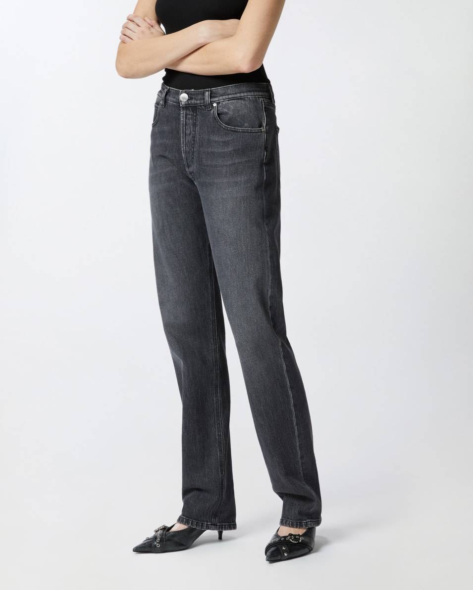 Pinko Gerade Jeans aus dunkelgrauem Denim Online Shopping