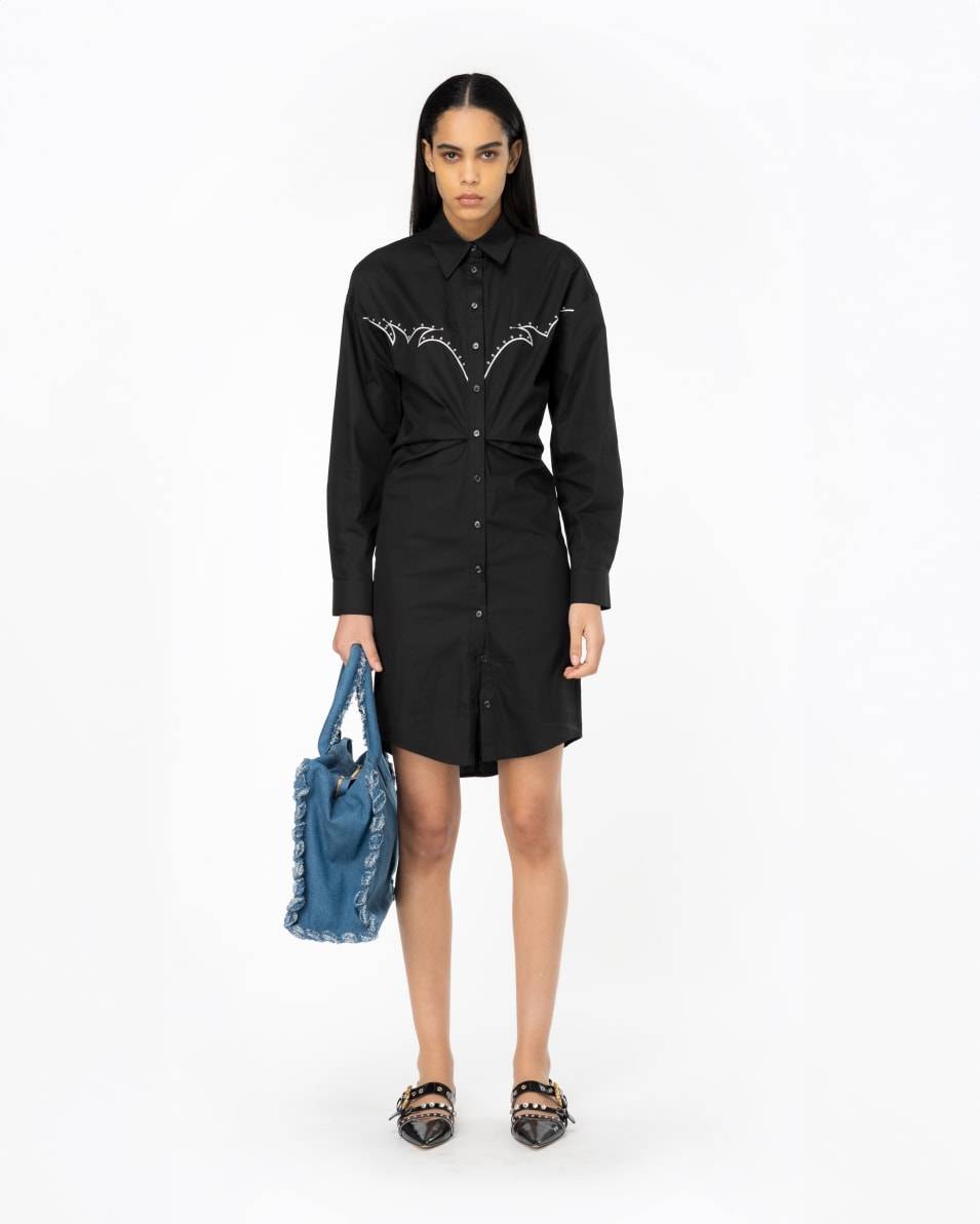 Pinko Mini-Hemdblusenkleid Stickerei im Rodeo-Stil zollfrei