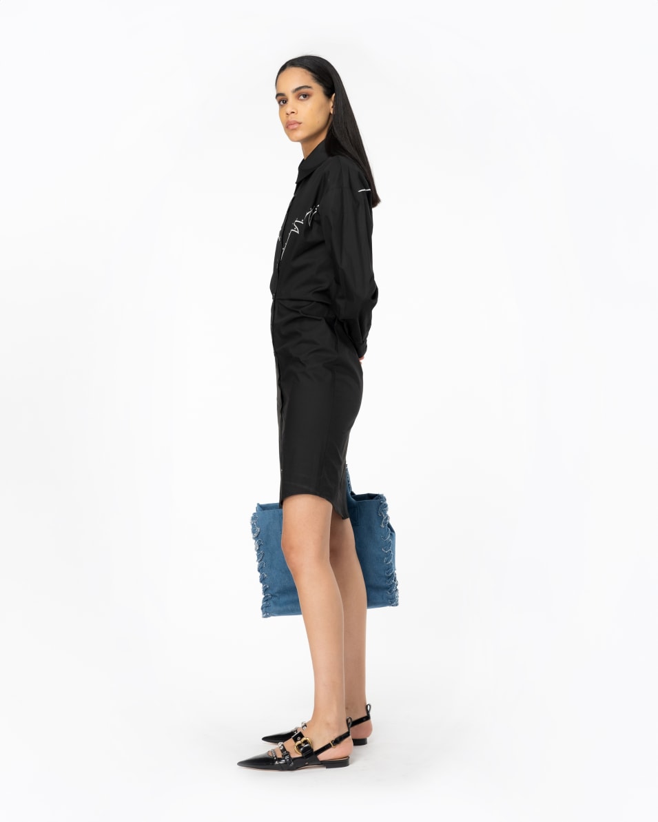 Pinko Mini-Hemdblusenkleid Stickerei im Rodeo-Stil zollfrei