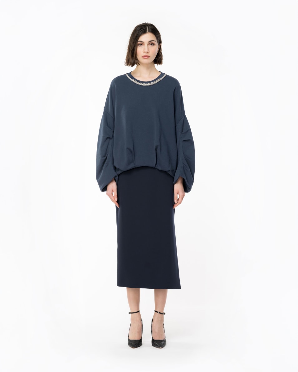Pinko Sweatshirt mit Schmuckbesatz am Ausschnitt Fabrik Onlineshop