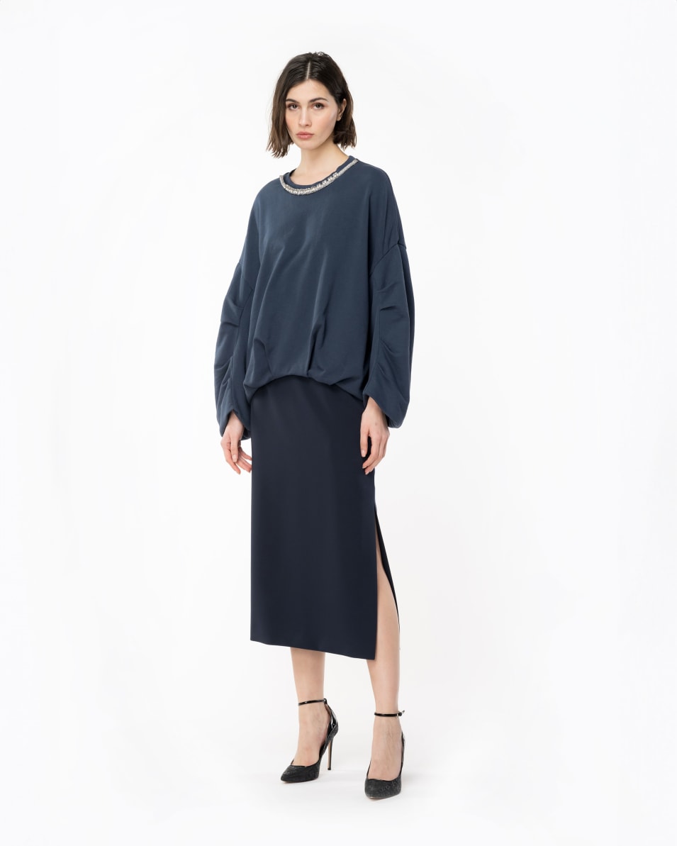 Pinko Sweatshirt mit Schmuckbesatz am Ausschnitt Fabrik Onlineshop
