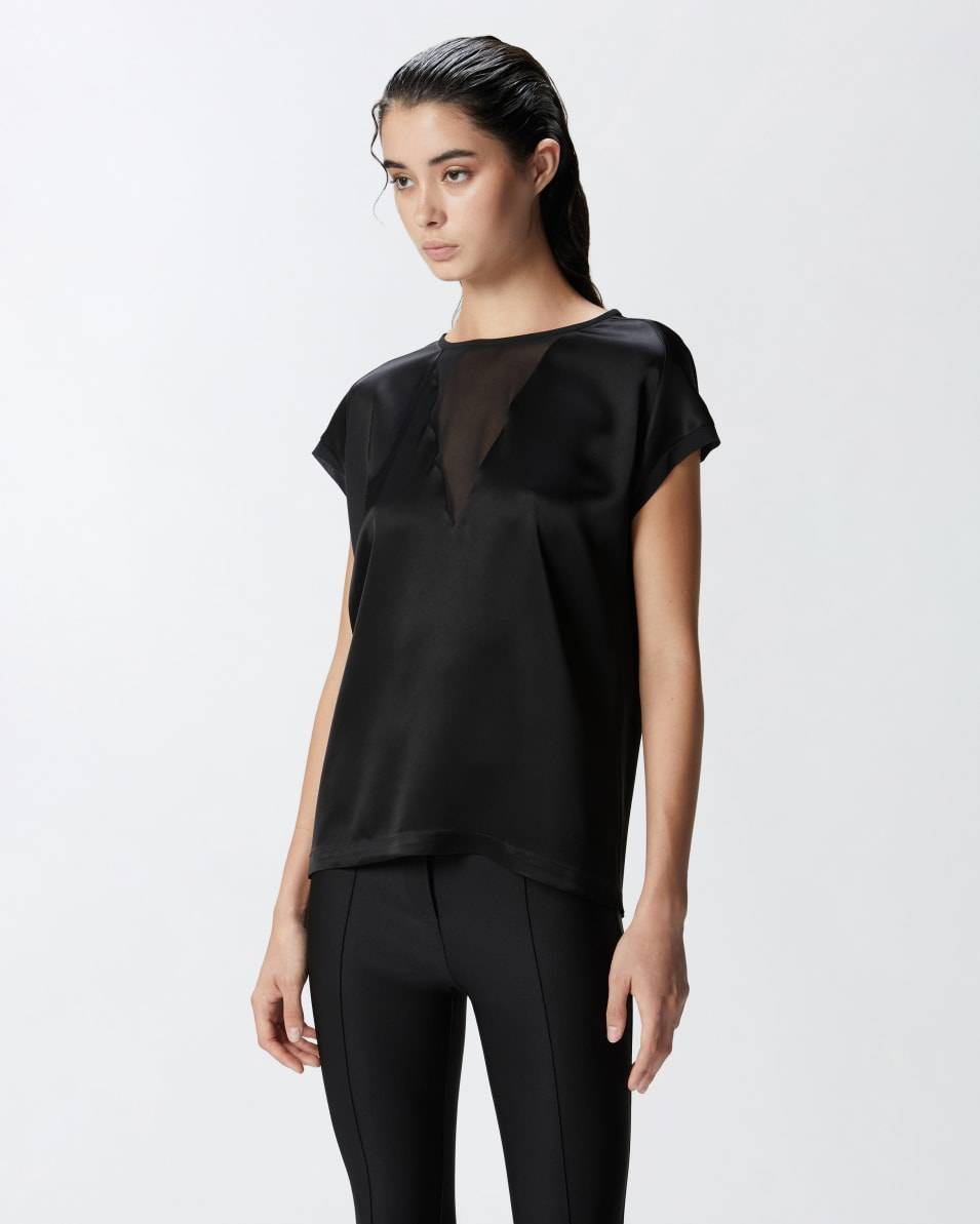 Pinko T-Shirt-Bluse aus Satin und Georgette Rabatt