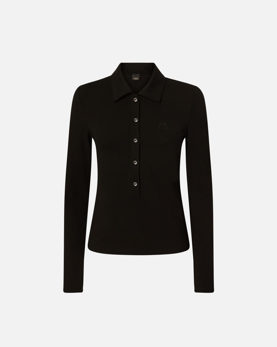 Pinko Langarm-Poloshirt mit Logostickerei Begrenztes Angebot