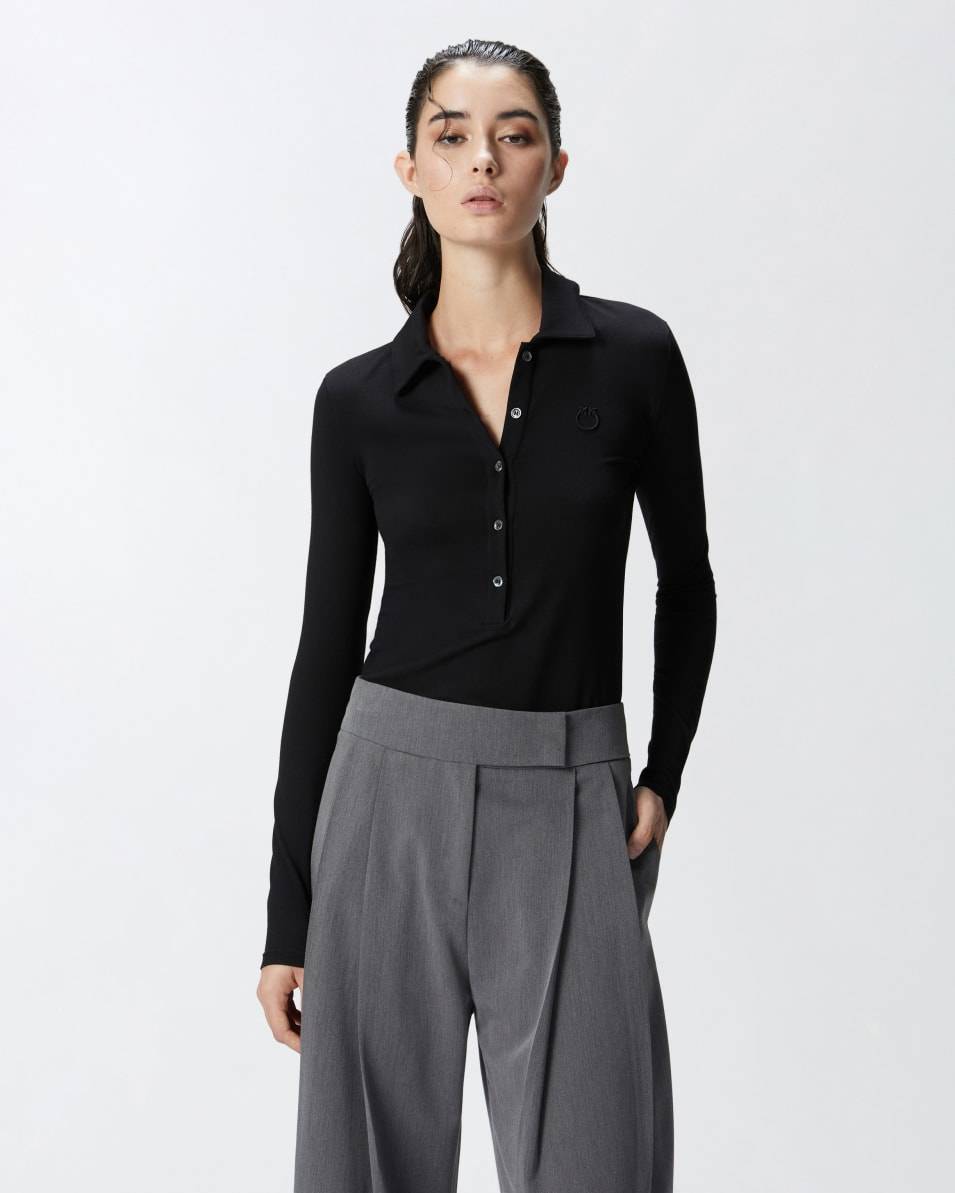 Pinko Langarm-Poloshirt mit Logostickerei Begrenztes Angebot