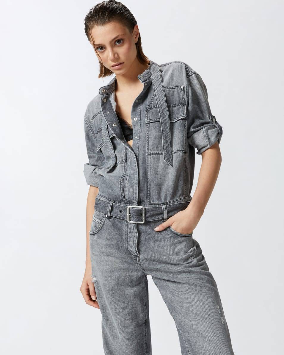 Pinko Hellgrauer Jeans-Jumpsuit Riesige Rabatte