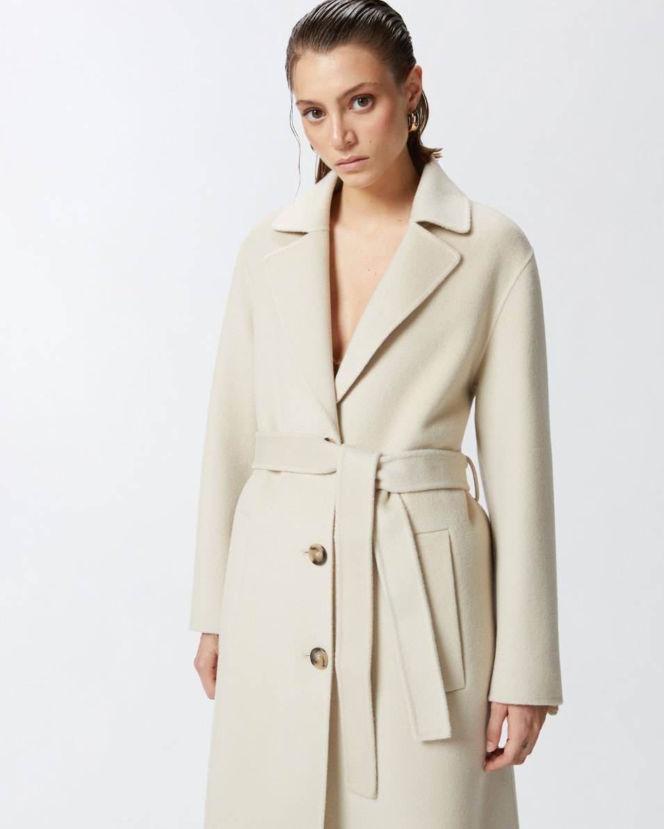 Pinko Langer Mantel mit Gürtel aus Double-Wollstoff Räumungsverkauf