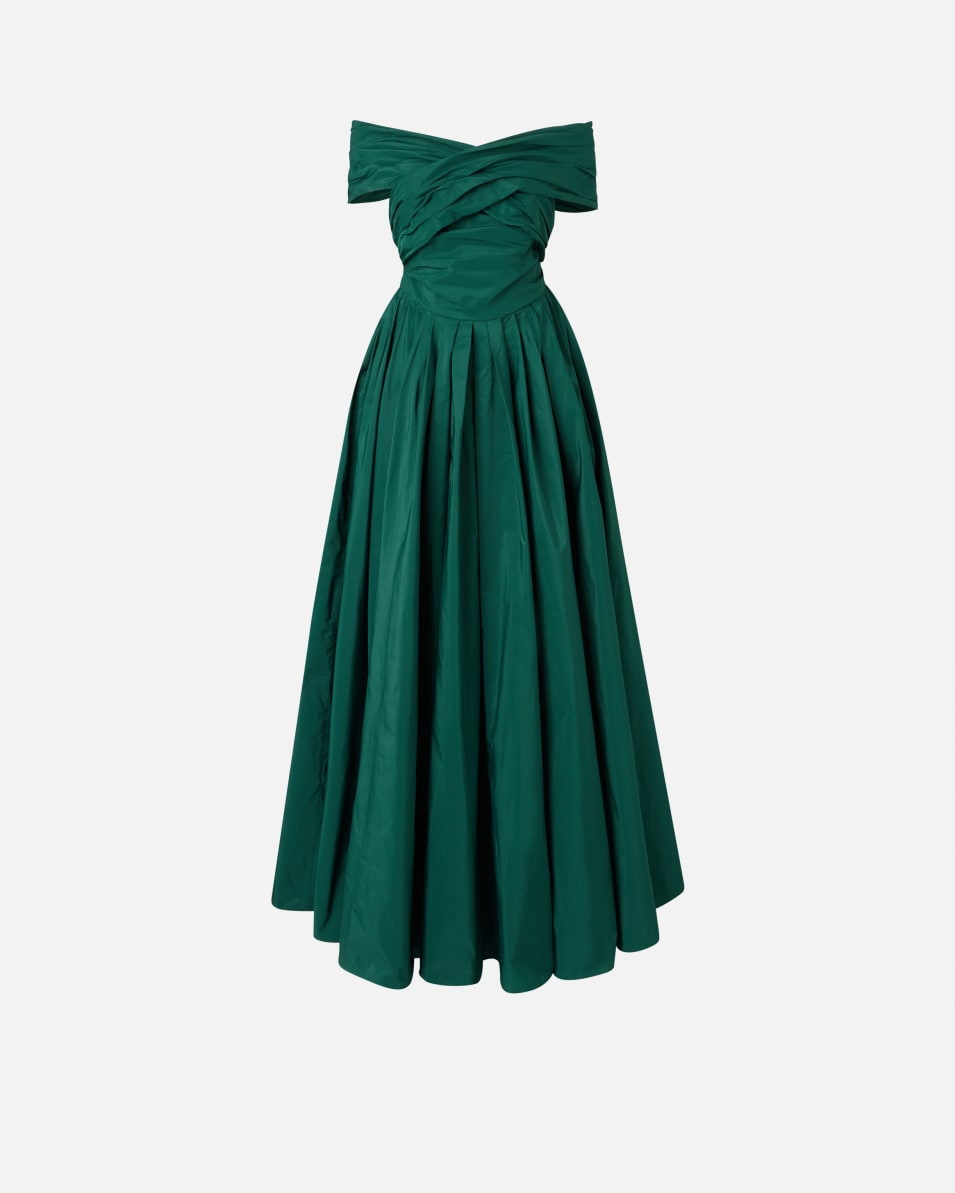 Pinko Schulterfreies elegantes langes Taftkleid Begrenzte Freigabe