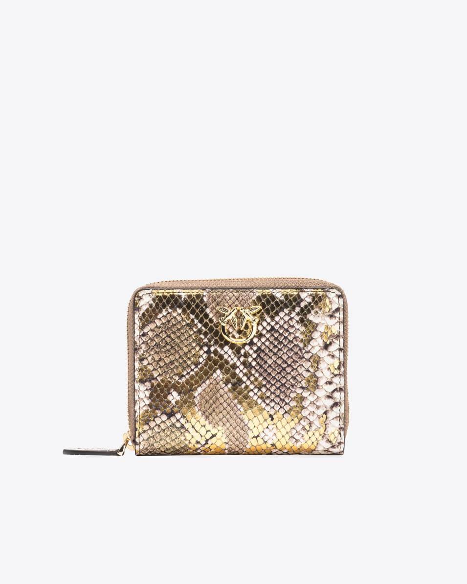 Pinko Quadratische Geldbörse Metallic mit Pythonprägung PINKO Galleria Black Friday Preise