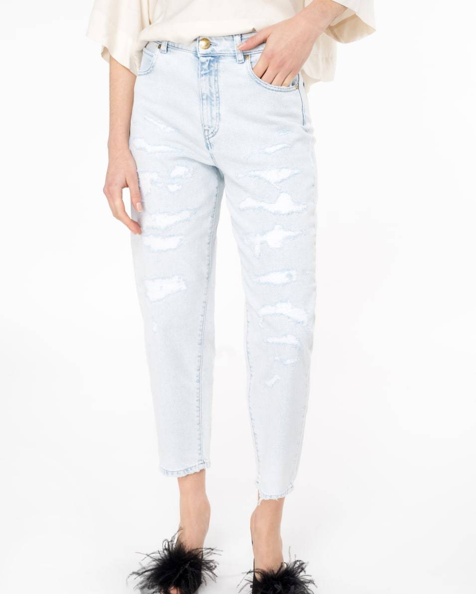 Pinko Jeans Straight Denim mit Rissen Im Verkauf