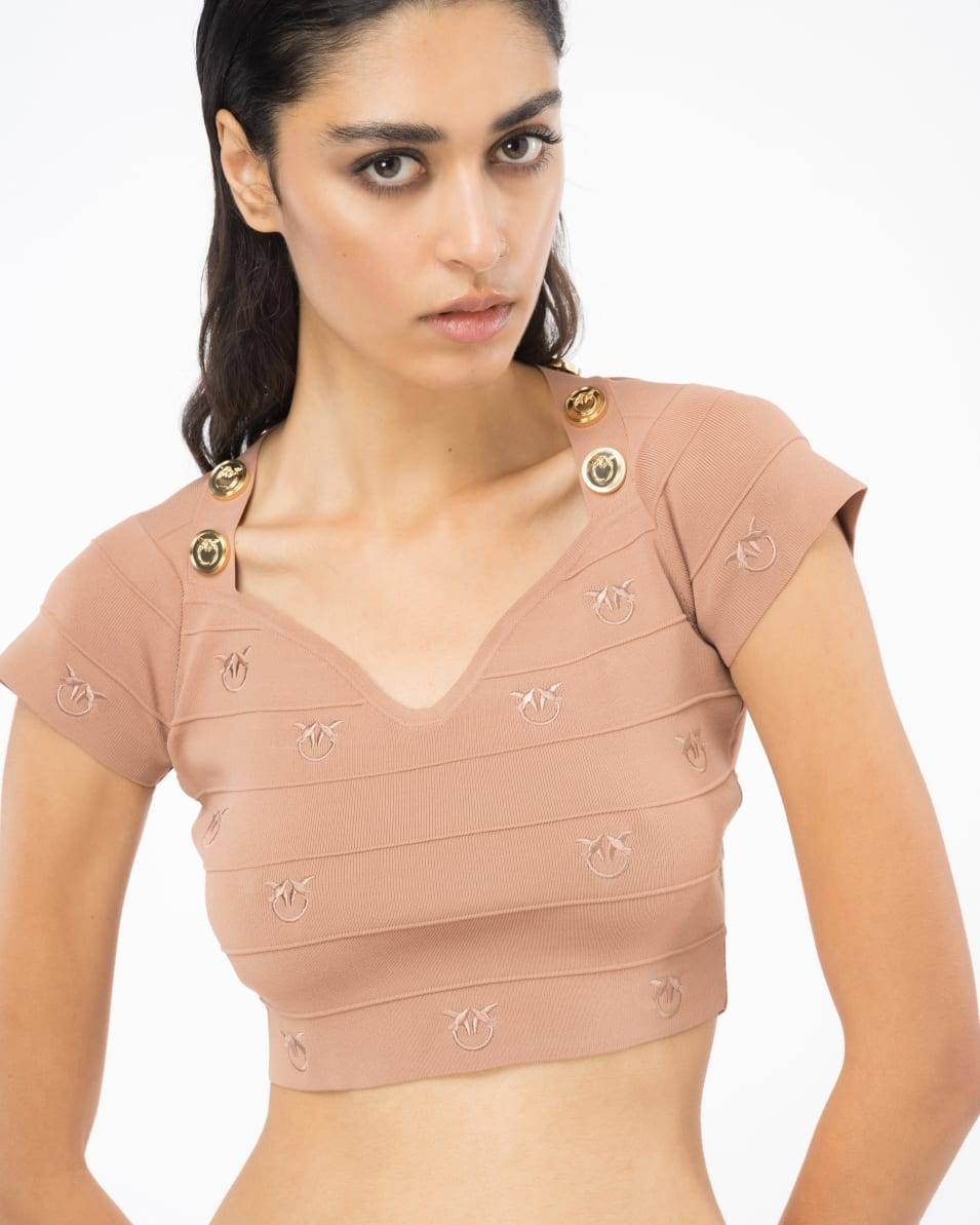 Pinko Crop-Top Jacquard Love Birds 50% Rabatt für begrenzte Zeit