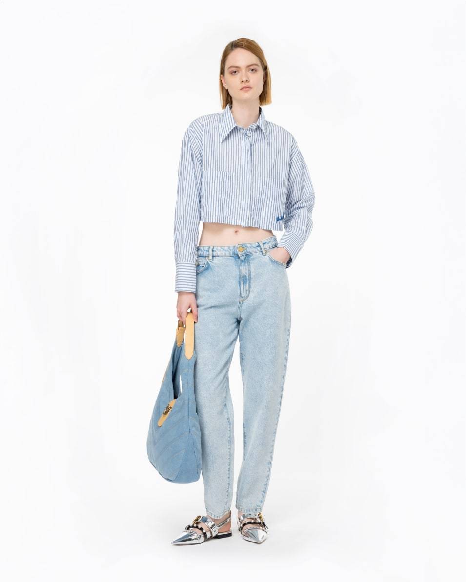 Pinko Cropped-Bluse gestreift Schlussverkauf