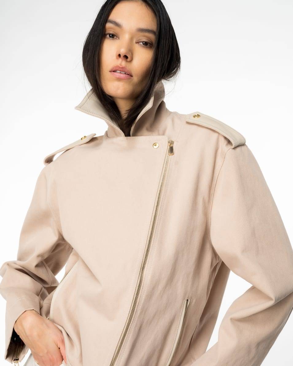 Pinko Bikerjacke aus Baumwolle und Leder Limitierter Zeitrabatt