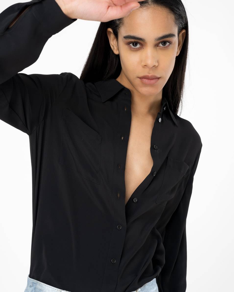 Pinko Bluse Seidenmix mit Brusttaschen Online Shopping