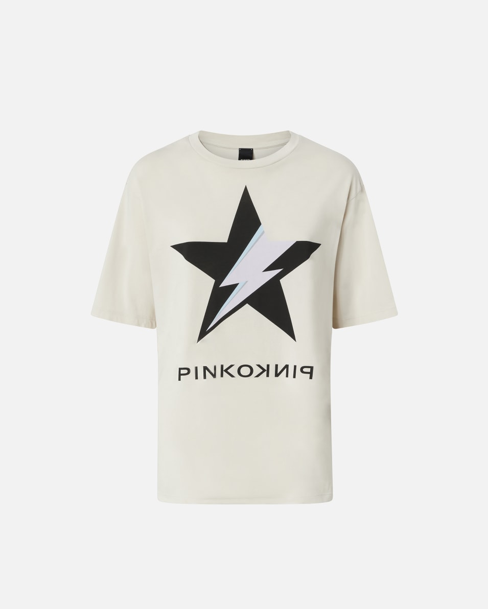 Pinko Baumwoll-T-Shirt mit Old-Effekt und Sternen-Print Exklusivangebot