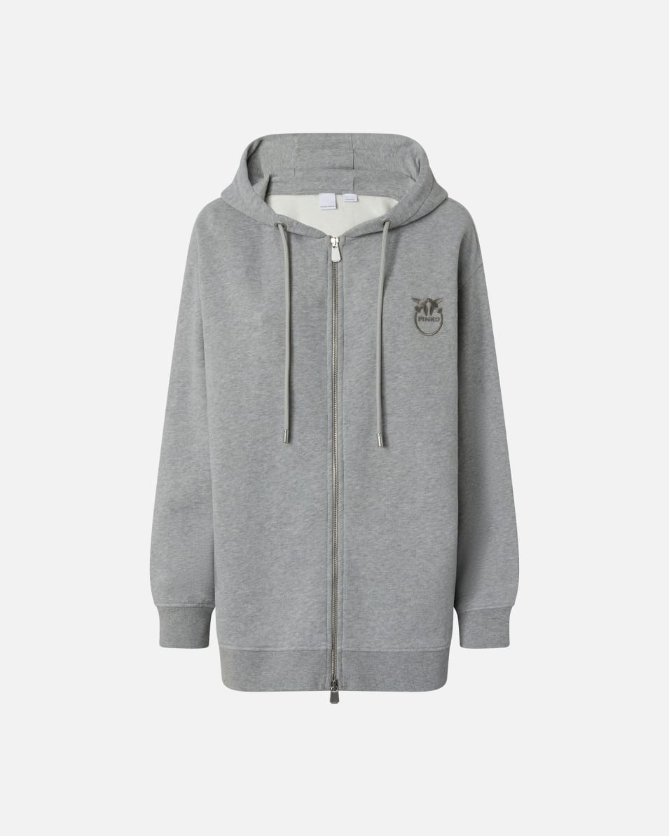 Pinko Sweatshirt mit Reißverschluss und Kapuze mit Logostickerei Große Rabatte