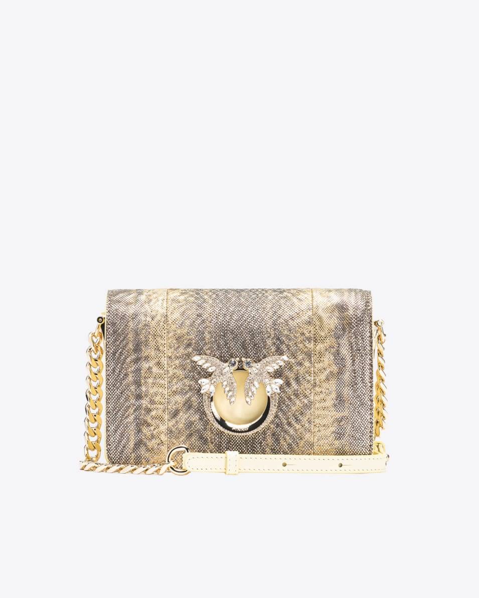 Pinko Umhängetasche Mini Click aus Reptilleder mit Glitzereffekt PINKO Galleria Kostenloser Versand international