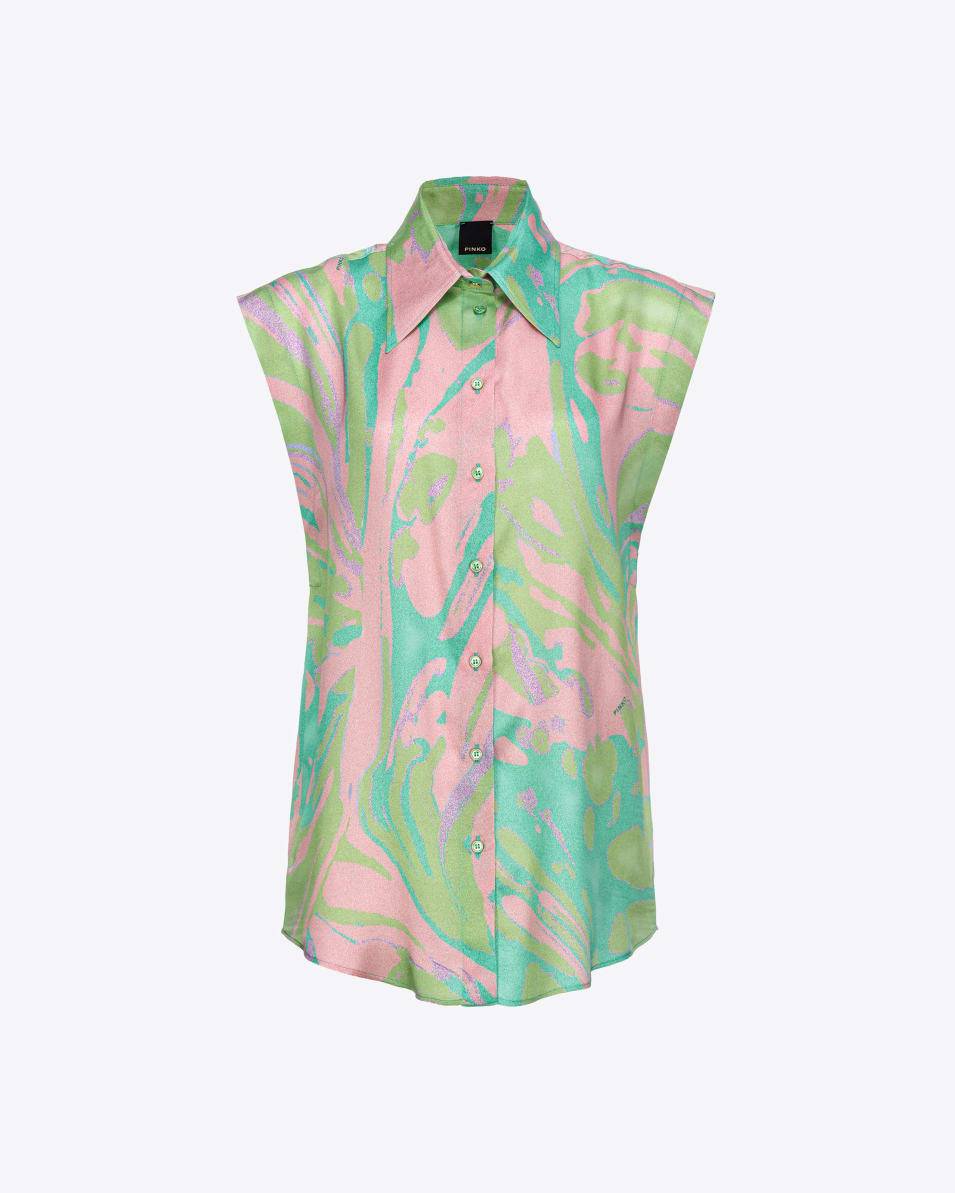 Pinko Bluse mit Flügelärmel aus Satin mit Splash-Print Black Friday