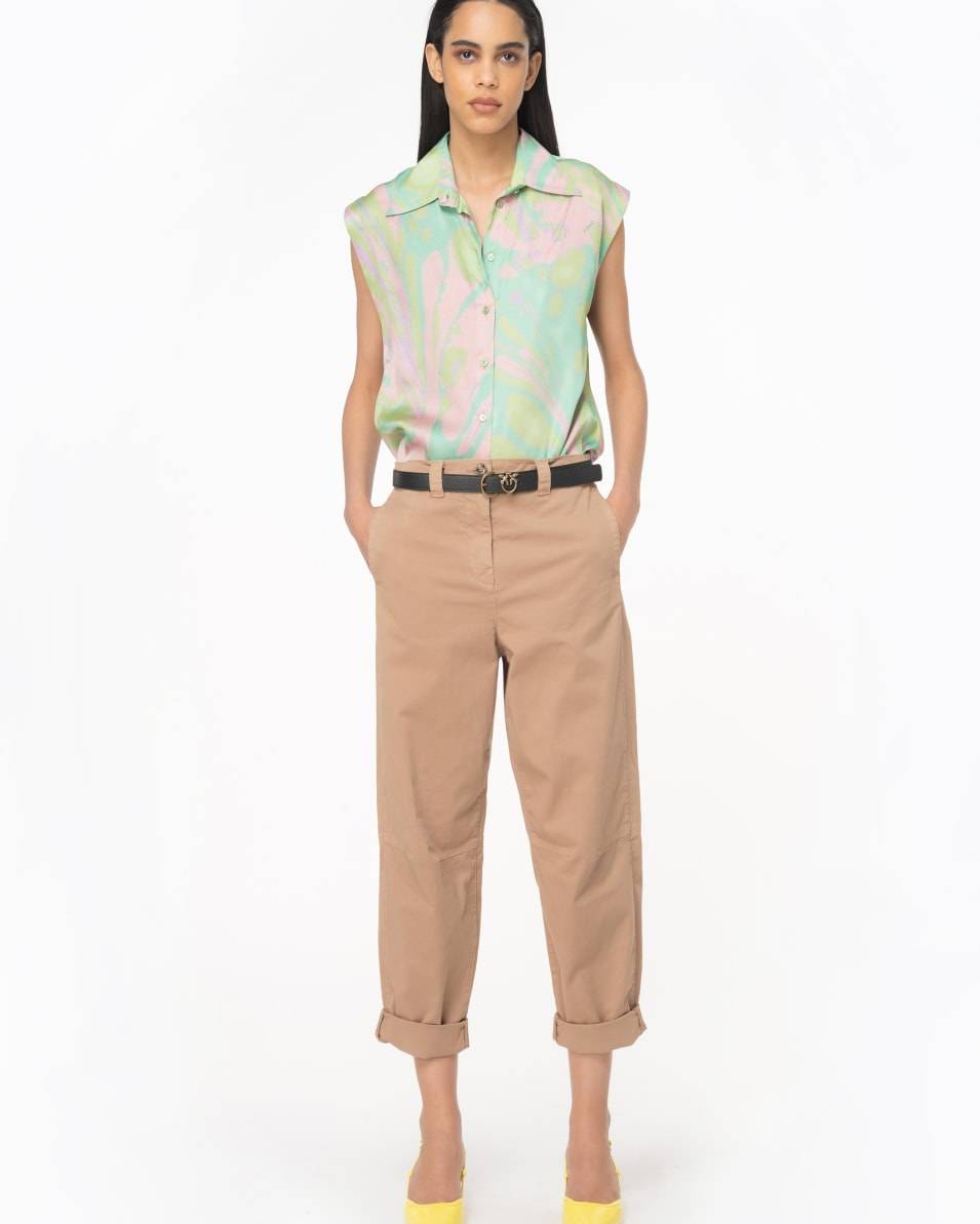 Pinko Bluse mit Flügelärmel aus Satin mit Splash-Print Black Friday