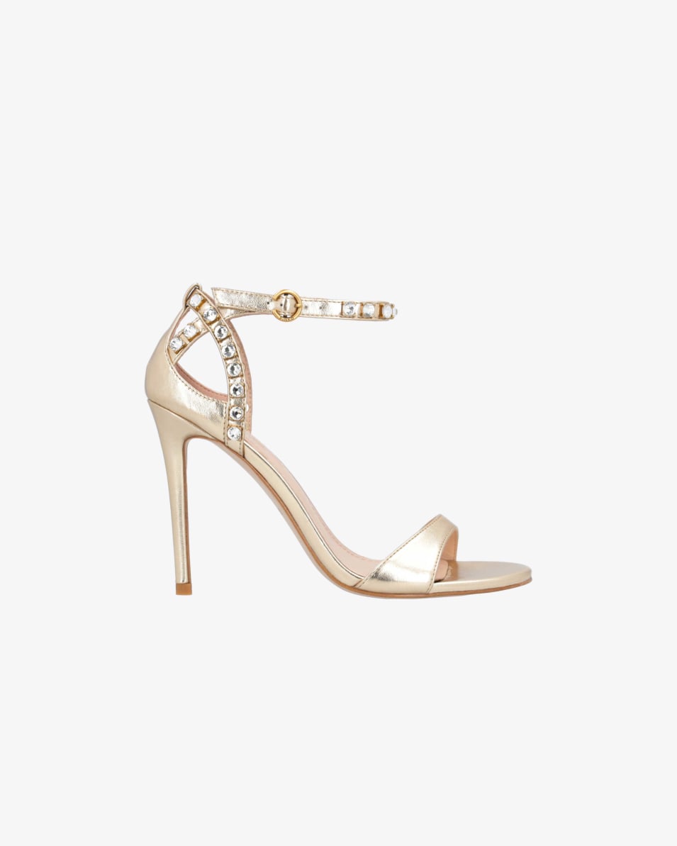 Pinko Metallic-Sandaletten mit Strass Muttertagsangebot
