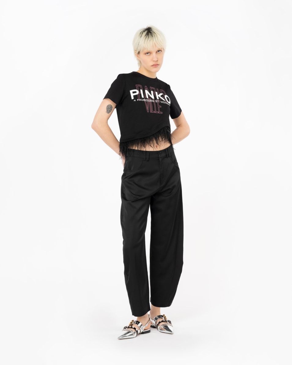 Pinko T-Shirt PINKO Cities mit Federn Sonderangebot der Fabrik