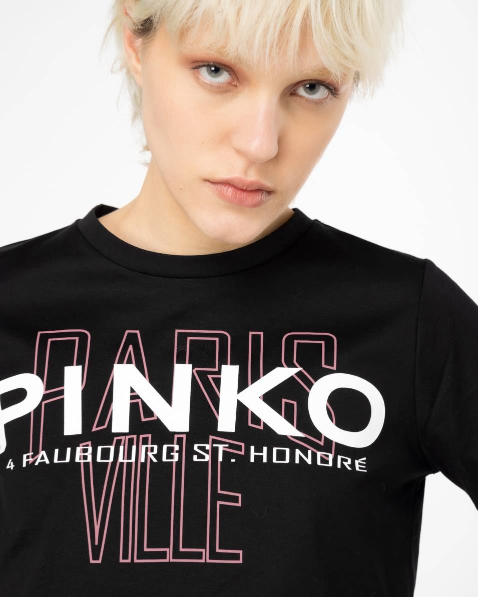 Pinko T-Shirt PINKO Cities mit Federn Sonderangebot der Fabrik