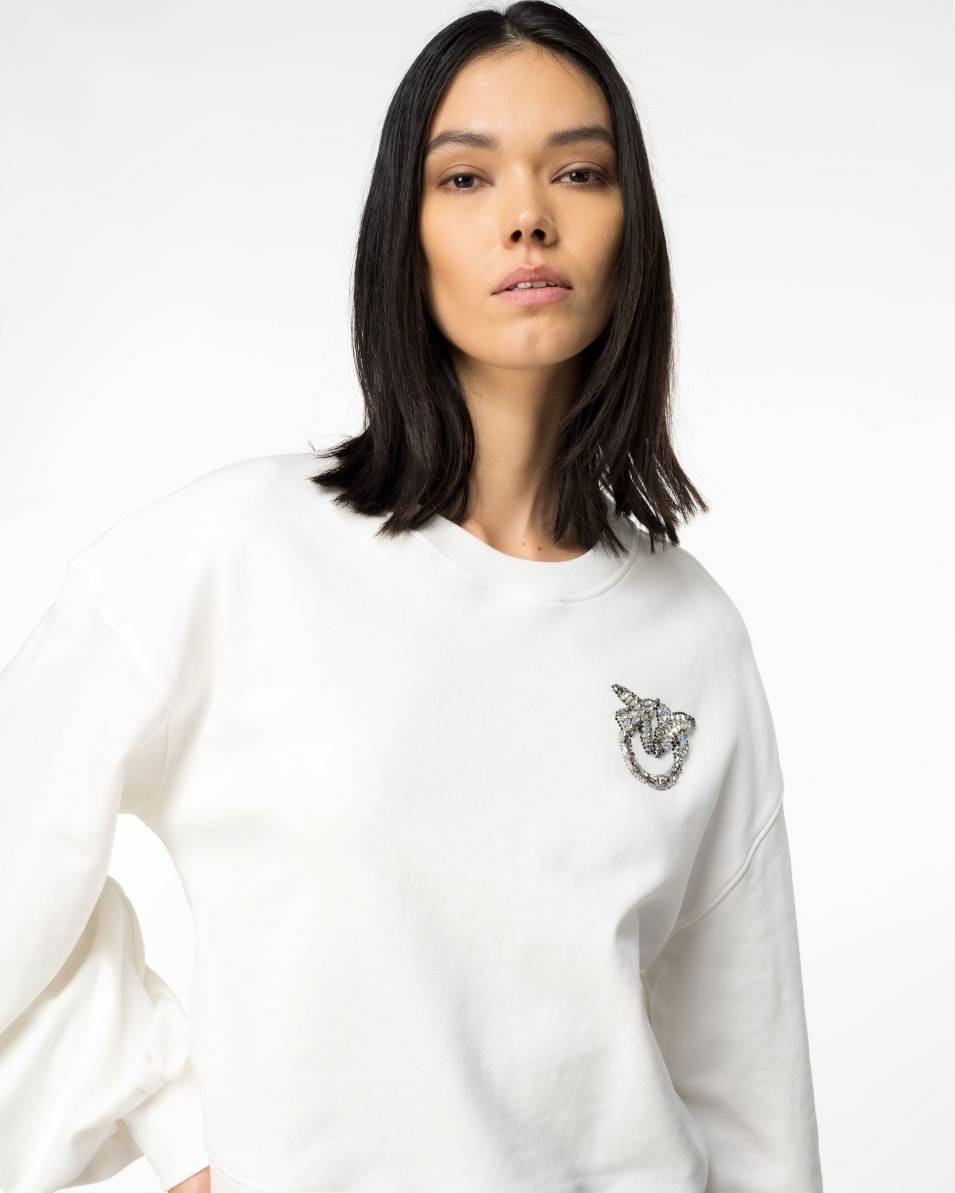Pinko Boxy-Sweatshirt Love-Birds-Stickerei Im Verkauf