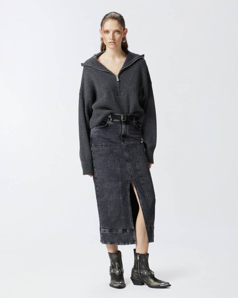 Pinko Maxirock aus dunkelgrauem Denim Online